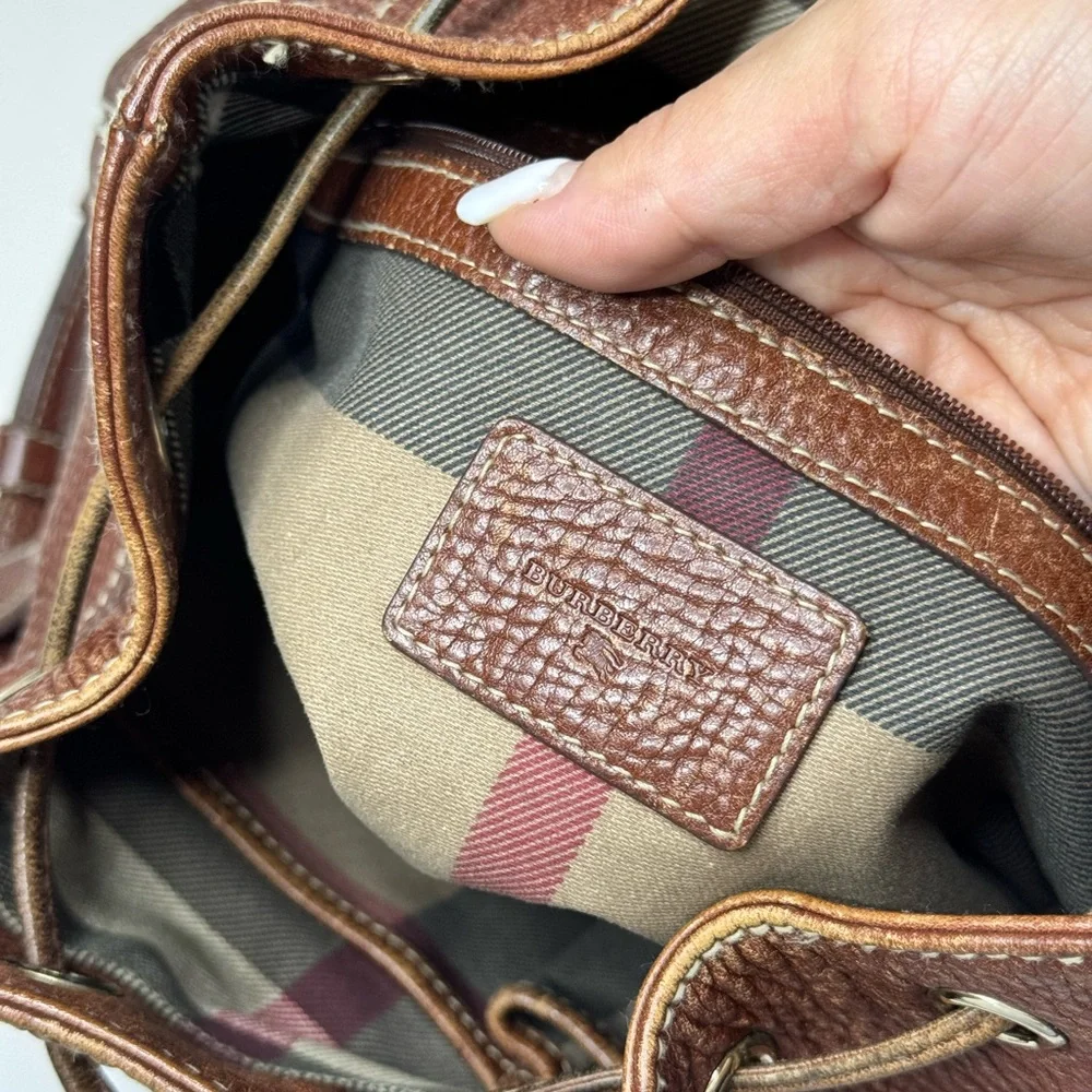 BURBERRY Vintage Brown Leather Small Backpack